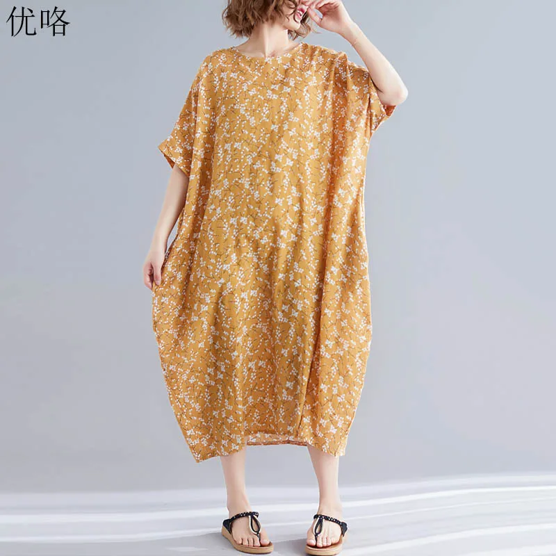 Женское винтажное платье размера плюс 4XL 5XL 6XL 7XL 8XL Художественный Цветочный халат