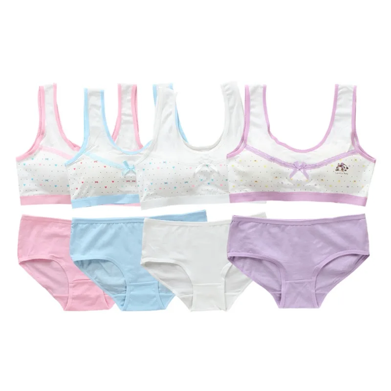 New Teenagers Girls Lingerie Cotton Underwear Sets Kids