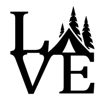 

15.5X16CM LOVE Tent Camping Funny Vinyl Decal Black/Silver Car Sticker Car-styling S8-0903