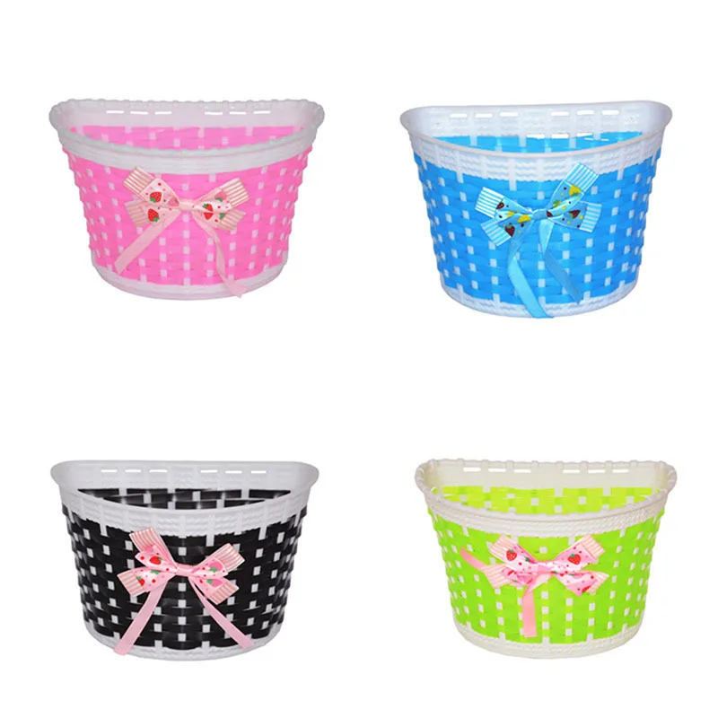 Discount Bicycle Basket Front Bag Rear Hanging Basket Panniers Bike Bowknot Front Basket For Children Girl Gifts Cycling Accessories 2