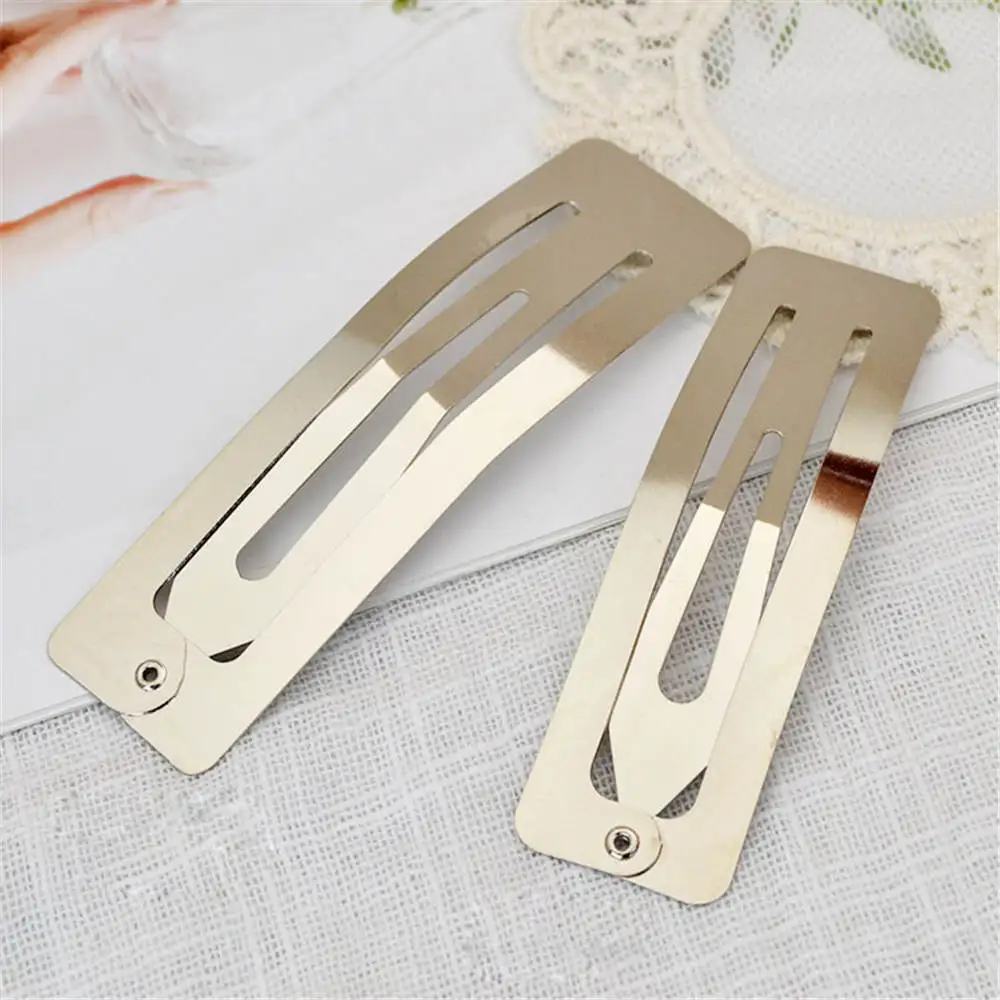 10pcs 7cm Silver Metal Hair Snap Clips Baby Girl Women Bow Prong Craft DIY
