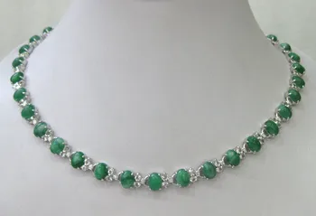 

wholesale nice 6*8mm Korean green jade chain necklace 17 "