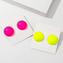 8 сезонов, новинка, модные, флуоресцентные, круглые, сплав, серьги-гвоздики для женщин, вечерние, для клуба, желтый, розовый, красный цвет, серьги, ювелирное изделие