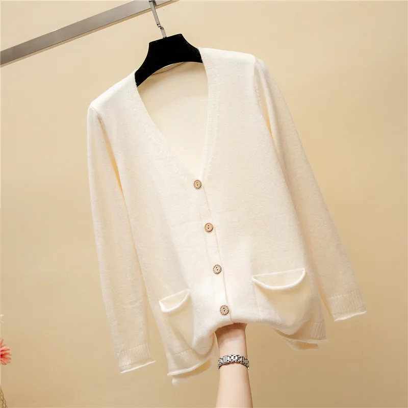 2018 New Fashion Spring Autumn Women Cardigan Sweaters Long sleeve Single-breasted V-neck stitching Solid Knitted Top Clothing (14)