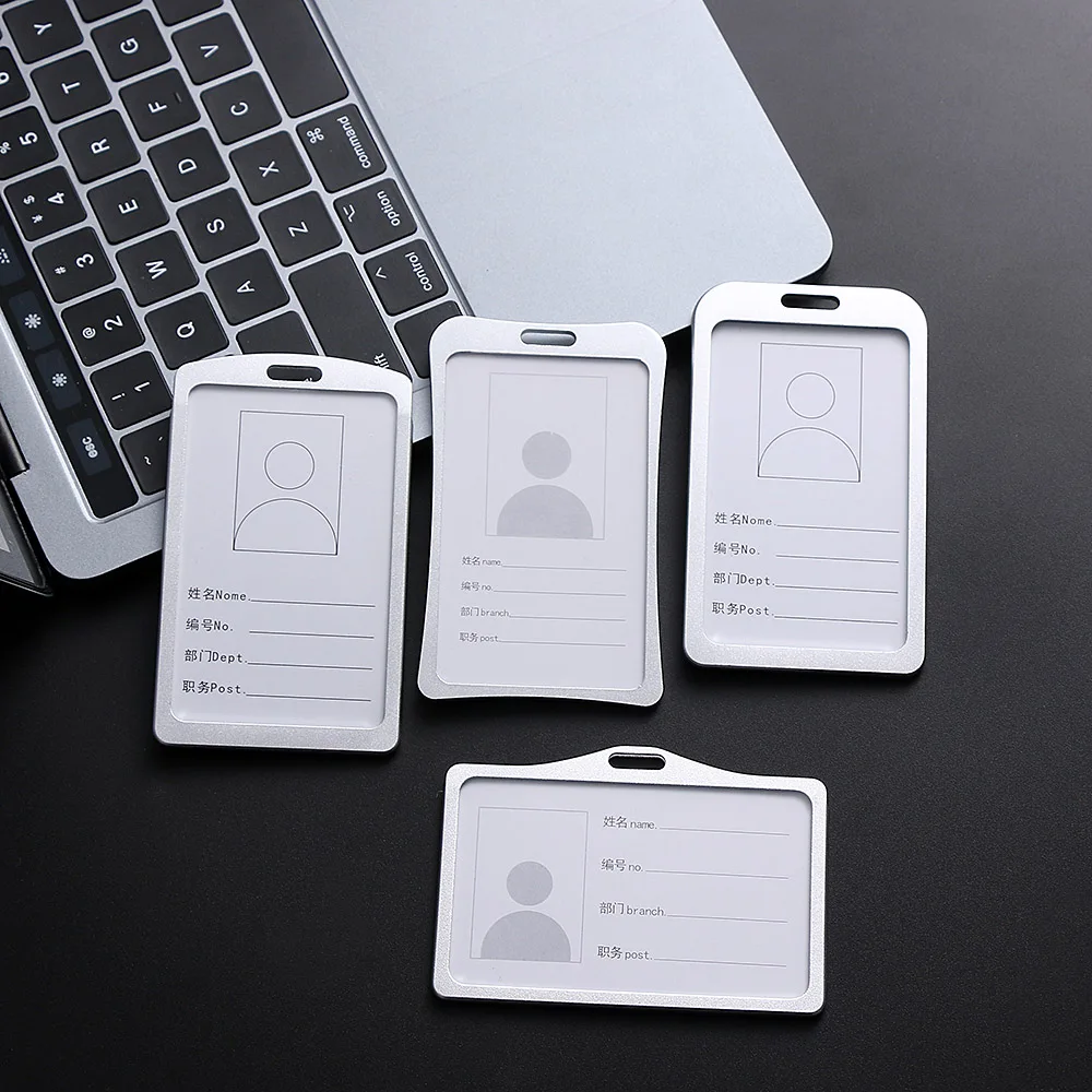 

Aluminum Alloy Business Work Card Holders ID Badge Lanyard Holder Hot Vertical Metal Tag Office School Card Exhibition Name Card