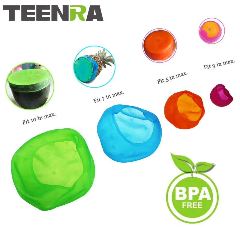 

TEENRA 4Pcs Silicone Vacuum Food Sealer Food Cover Stretch Suction Pot Lids Silicone Cover Bowl Stopper Silicone Wraps Cover