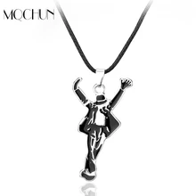 New Design Singer Pop Star Michael Jackson Enamel Pendant Necklace For Fans Gifts Figure Pendant Necklace For Women Men Jewelry