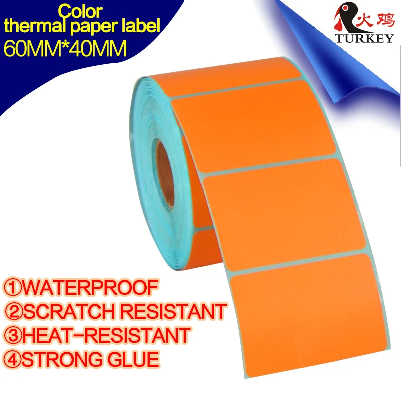 Label Pencetakan Stiker Warna Oranye Label Termal Langsung ...