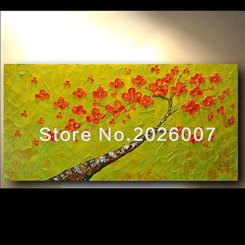 

Hand Painted Abstract Thick Palette Knife Oil Painting On Canvas Green Abstract Flower Tree Red Green Abstract Decor Artwork
