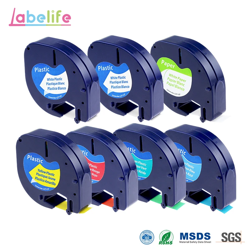

Labelife 7pcs 12mm 91330,91331,91332,91333,91334,91335 Mixed Color Compatible with Dymo Letratag Tape for Label Printer & Maker