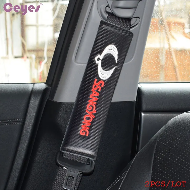 

Excellent Car Seat Belt Cover Car-Styling Auto Emblems Badge Fit For Ssangyong Logo Kyron Korando Rexton Accessories Car Styling