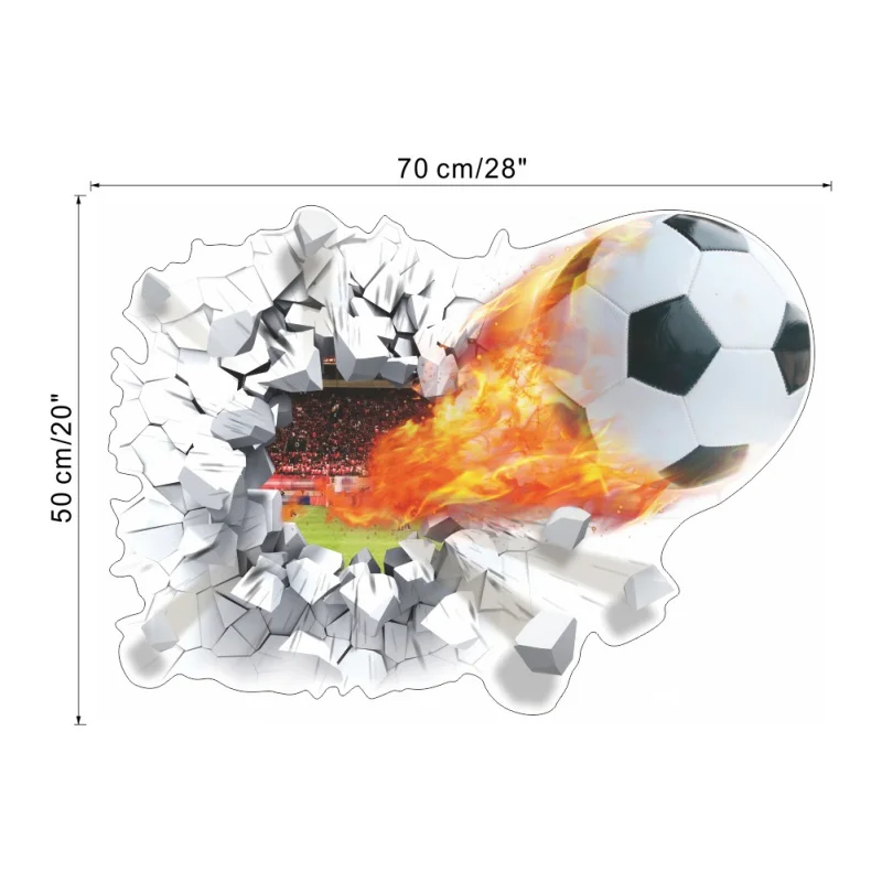 3D объемная разбитая стена Футбол наклейка на стену s стерео наклейки футбол ZY1473 фоновая Настенная Наклейка обои - Цвет: A