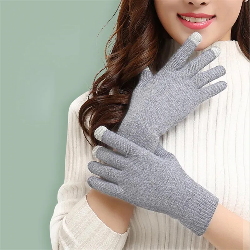 Зимние женские мягкие перчатки для сенсорного экрана на весь палец, женские хлопковые перчатки для запястья, рукавицы для смартфона, giver Femme Hiver