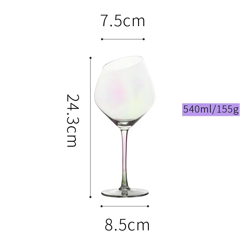 Радужное ионное покрытие Хрустальное стекло вино наклон бокал для вина, кружка шампанское стекло бар вечерние дома Питьевая утварь WF622945 - Цвет: 540ml