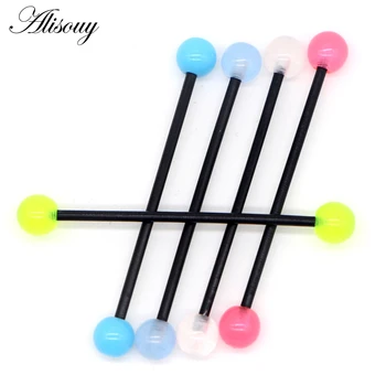 

Alisouy 1pc 14G Fashion Acrylic UV Glow in the Dark Flexible Barbell Ring Soft ear plug tunnel jewelry Body Piercing 1.6x38x6mm