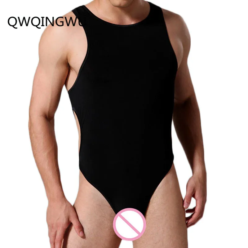 Men Mesh Sheer Leotard Bodysuit Underwear Fitness Gym Singlet Sleeveless Suits 