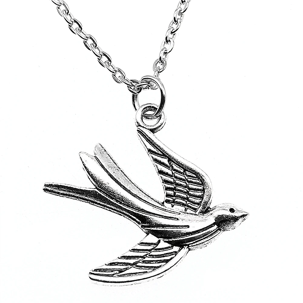 Ювелирное ожерелье для женщин античное серебро 30x28 мм Ласточка Птица Подвески ожерелье женский подарок Мода