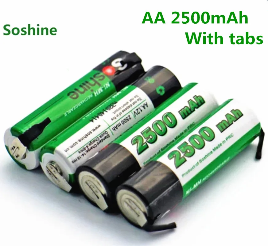 4 шт Soshine AA NiMH 2500mAh 1,2 V аккумуляторная батарея с вкладкой