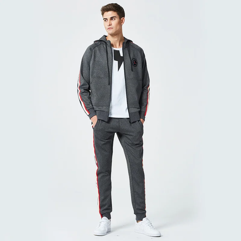 BROWON Men Tracksuits Solid Sportswear Spring Autumn Men's Jacket+ Pants Tracksuit Male Sweatshirt Casual 2 Piece Set