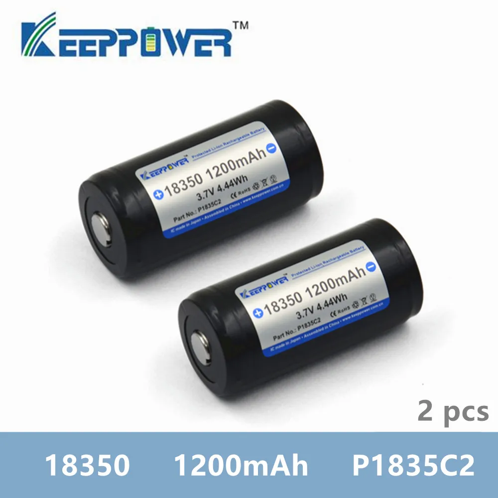 2 шт. аккумулятор KeepPower 1200 мАч 18350 P1835C2 литий-ионный с защитой Прямая поставка