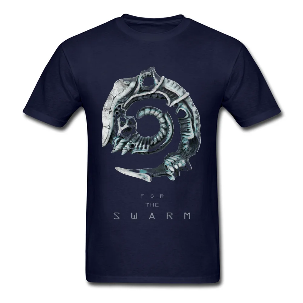 For the Swarm 11418 Cotton Printed Tops Shirt Dominant Short Sleeve Young T-Shirt Custom Autumn Tshirts Crew Neck For the Swarm 11418 navy