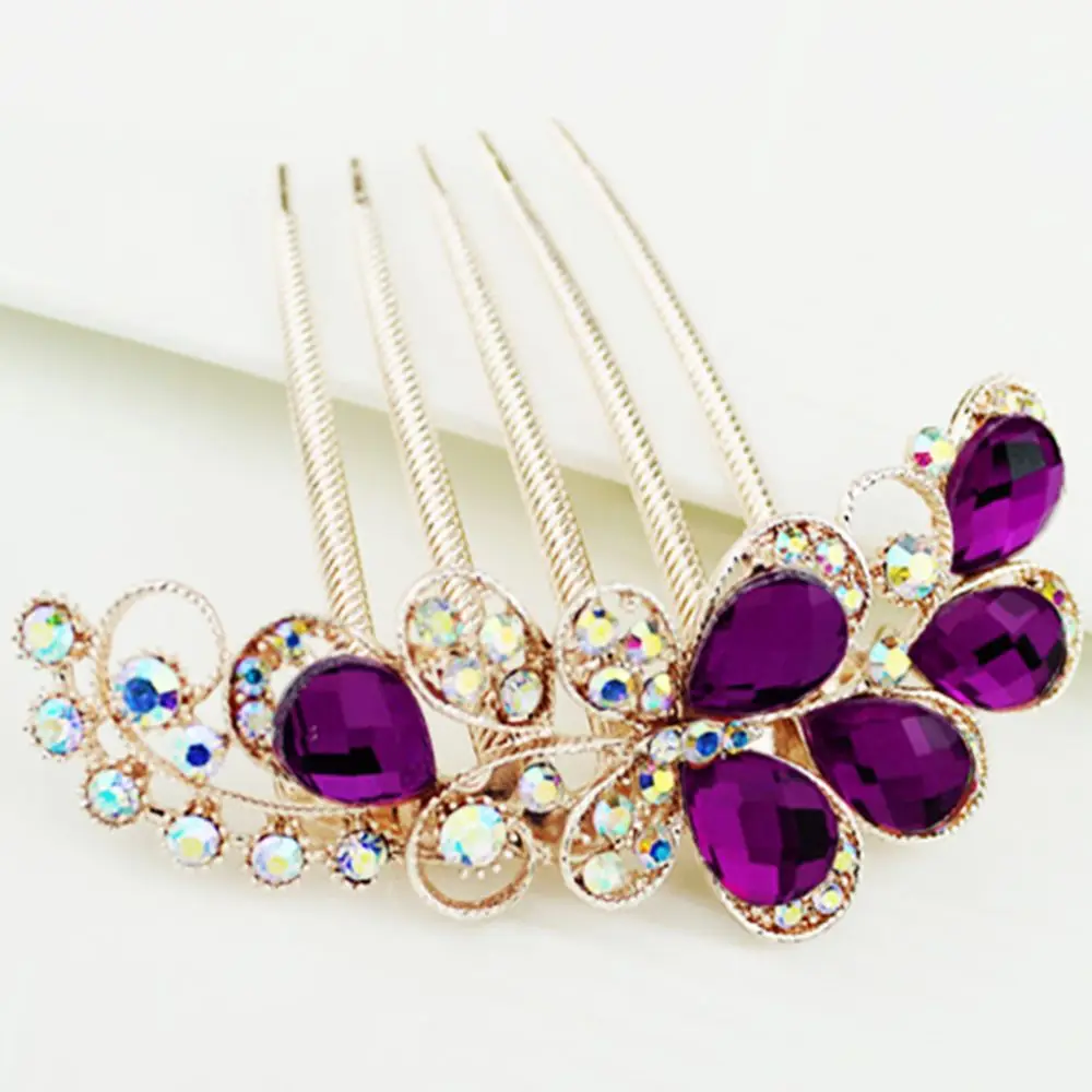 2020 Elegant Geometric Hair Accessories Women Hair Comb Rhinestone