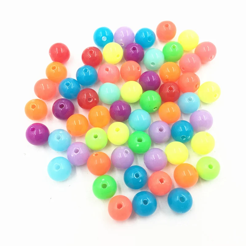 100Pcs Mixed Colourful Round Acrylic Spacer Beads Fashion Jewelry DIY