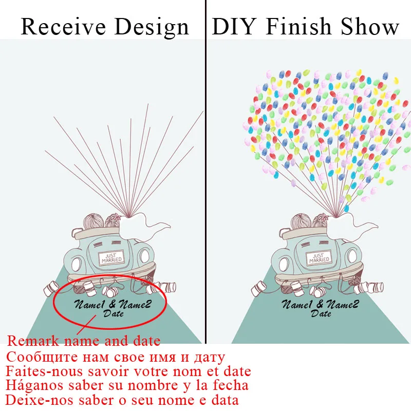 1 шт. любовь свадебный автомобиль декоративный отпечаток пальцев Подпись без рамы печати юбилей вечерние книги для гостей Холст Живопись Домашний Декор - Цвет: 061