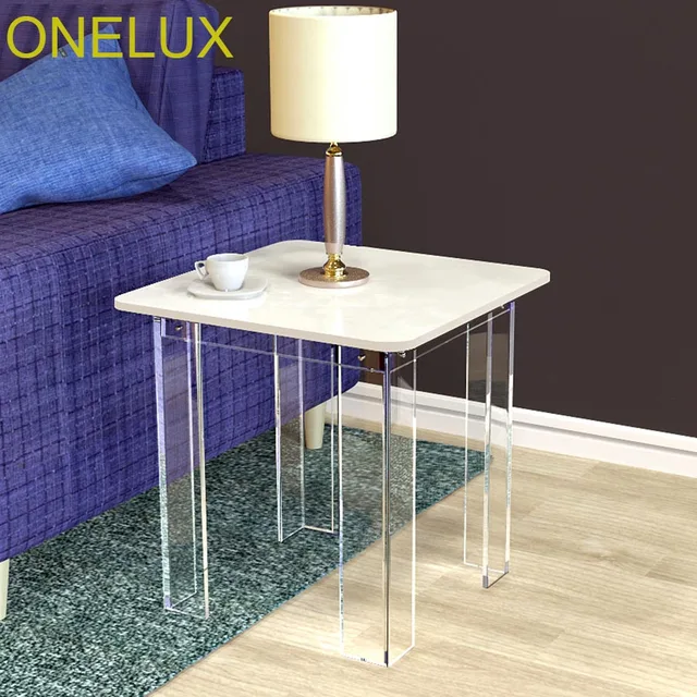 V Legs Acrylic Occasional Side Tea Table,Lucite Small Sofa Tables, Flat