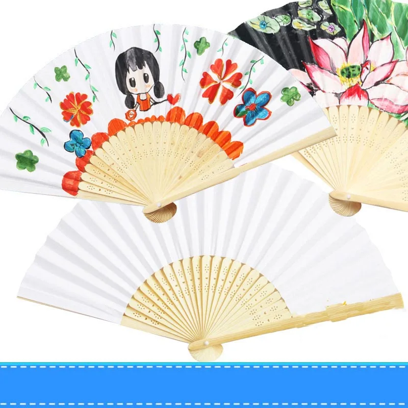 

Saizhi Drawing Toys Handmade DIY Blank Paper Fan For Children painting Kindergarten Funny Creative Toy 7 Inch SZ3103