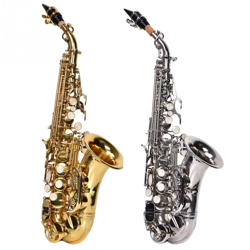 Slade Soprano Saxophone Lightweight High Quality B flat Brass Saxophone Musical Curved Horn Sax