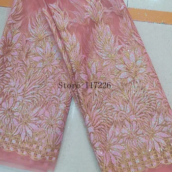 

beautiful embroidered net lace fabric with glued glitter good quality JRB-31712 African tulle lace for lady dress