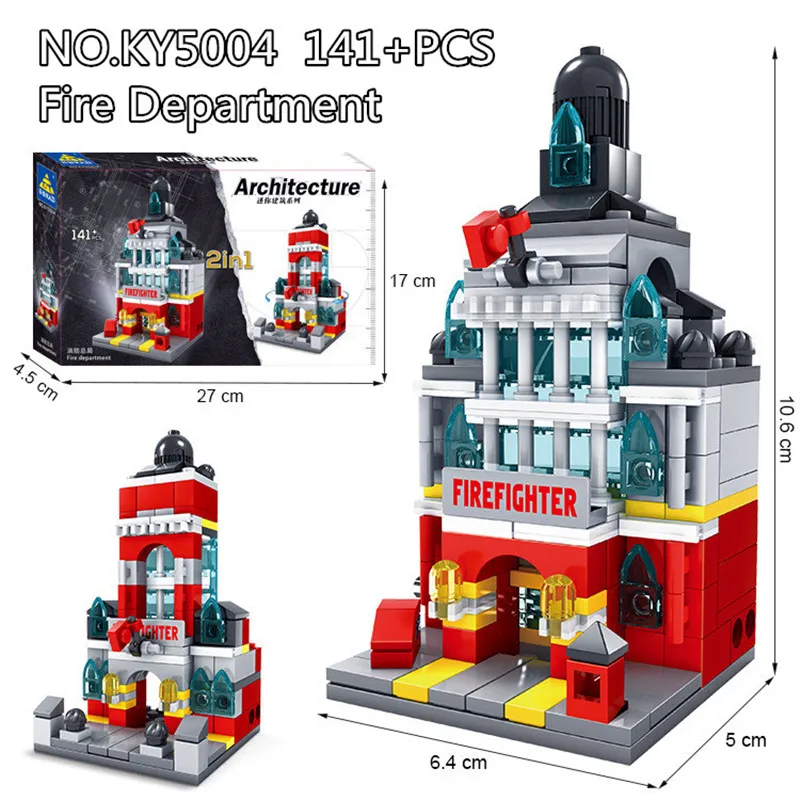 City Street Compatible Legoings Friends Architecture Shop Store Fire Station Building Blocks Kazi Citys Bricks Toys For Children