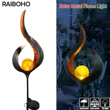 Садовые солнечные огни, тропинки, Открытый Солнечный металлический пламенный кракле, стеклянный глобус, Stak огни, водонепроницаемые для газона, патио, двора