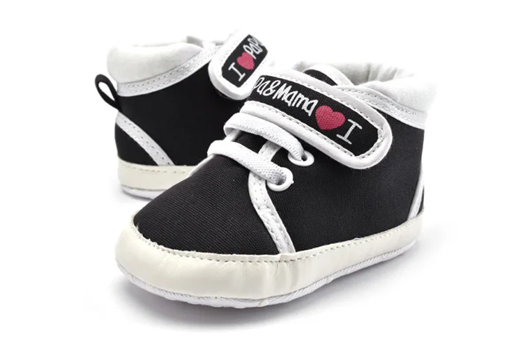 Новая детская обувь для новорожденных с принтом «Мама, папа, ребенок, мальчик, девочка», мягкая подошва, парусиновые кроссовки, нескользящая обувь, обувь для 0-18 месяцев