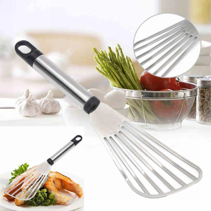 Small Stainless Steel Turner Spatula Fish Slice Design Cooking Kitchen Utensil