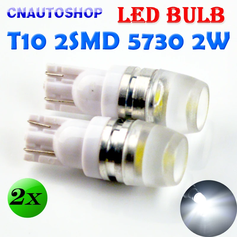 Hippcron из 2 предметов автомобиля светодиодный лампы T10 2SMD 5730 чип 12В 2Вт 194 501 холодный