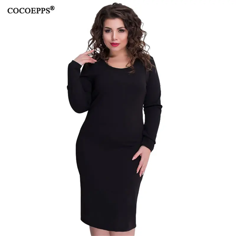 COCOEPPS 5XL 6XL 2019 осень большие размеры женское платье плюс зимнее офисное
