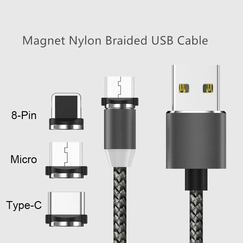 Магнитный 3 в 1 для Lightning Micro usb type C Магнитный зарядный кабель для зарядки данных Micro USB для iphone android