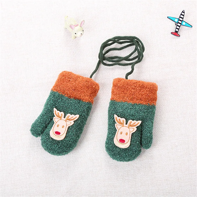 Winter Baby Boy Girl Gloves Cotton Kids Full Finger Cute Cartoon Knitting Winter Solid Gloves Thicken Warm Infant Baby  (6)