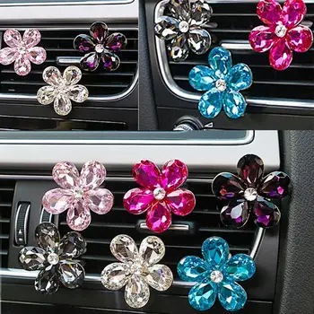 

VODOOL Car Interior Accessories Automobile Air Conditioner Outlet Crystal Flower Decor Car Ornaments Vent Perfume Decoration