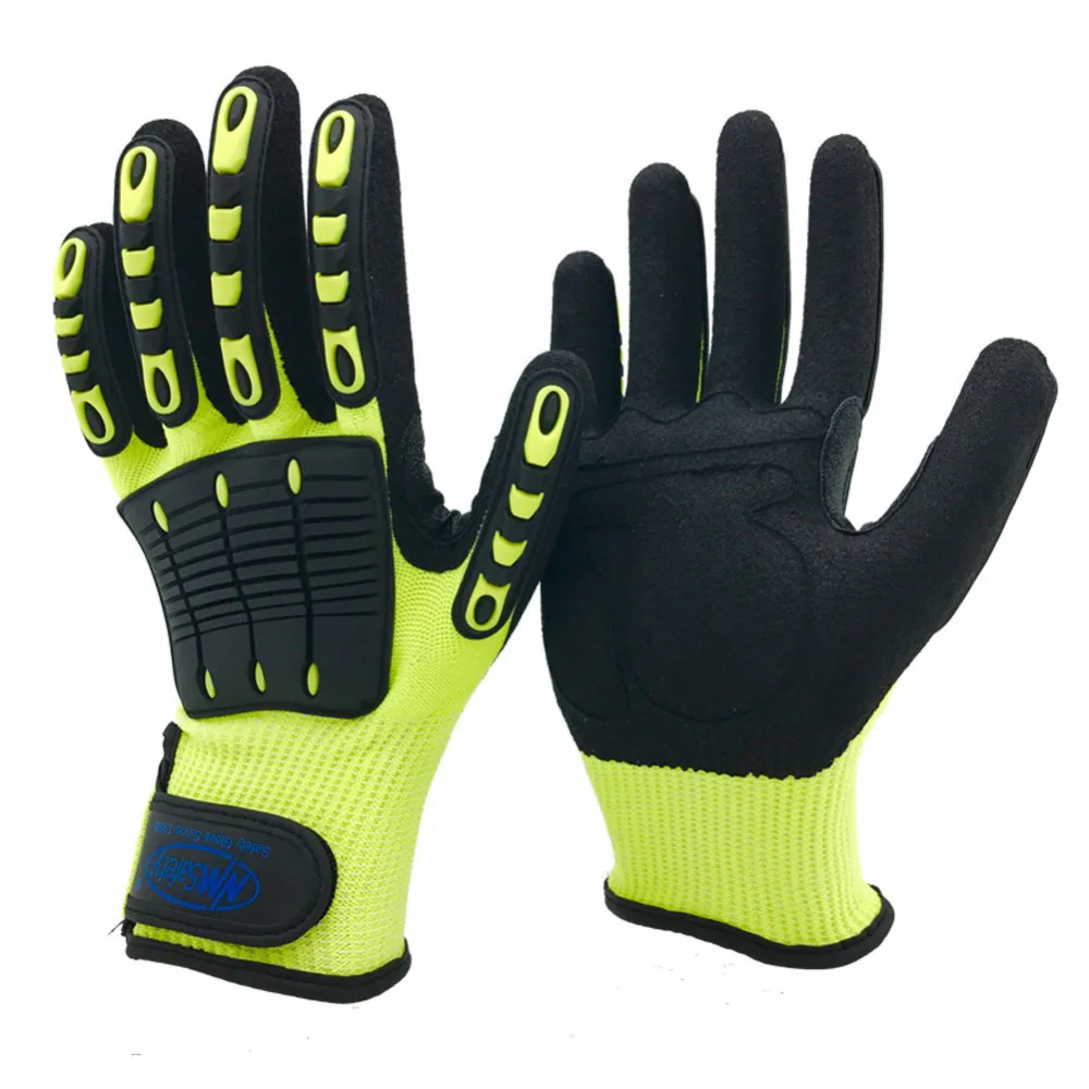 NMSafety 2 Pairs Hi Viz Anti Vibration and Shock Safety Glove High
