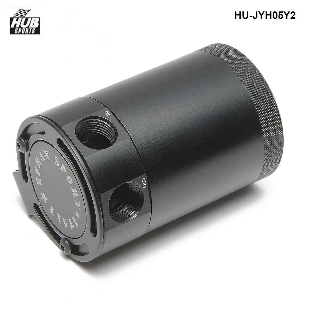 

3/8" NPT Inlet Outlet 2-Port Compact Baffled Oil Catch Can Tank Aluminum HU-JYH05Y2