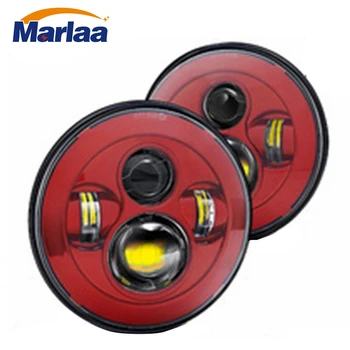 

Marlaa 2pcs For Land Rover Defender 90/110 7" projector headlamp 7inch LED Headlight for 1997-2016 Jeep Wrangler Jk TJ