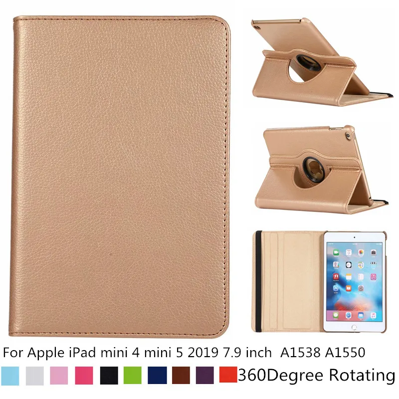 Кожаный смарт чехол с поворотом на 360 градусов для Apple iPad mini 4 5 2019 7 9 дюйма mini4 mini5 A1538