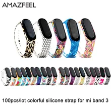 100 шт./лот mi band 3 Силиконовый ремешок для Xiao mi Band 3 ремешок для наручных часов Высокое качество сменный Браслет спортивный браслет