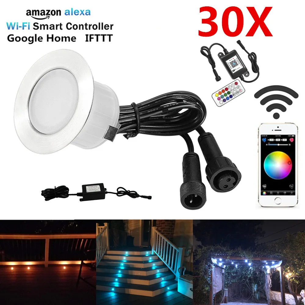 20X WIFI Control Dimmer Timer 45mm Warm White LED Deck Stair Step Soffit Lights