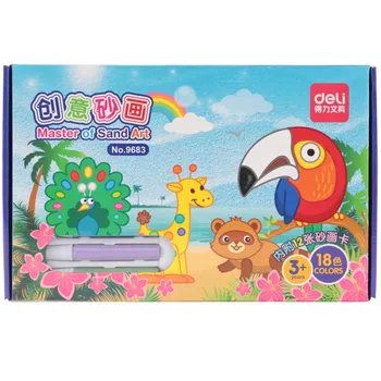 

Deli 18 Colors Sand Painting Set Children Creative Sand Art Pencils Kids DIY Sand Painting Drawing Pen Set Kid Painting Supplies