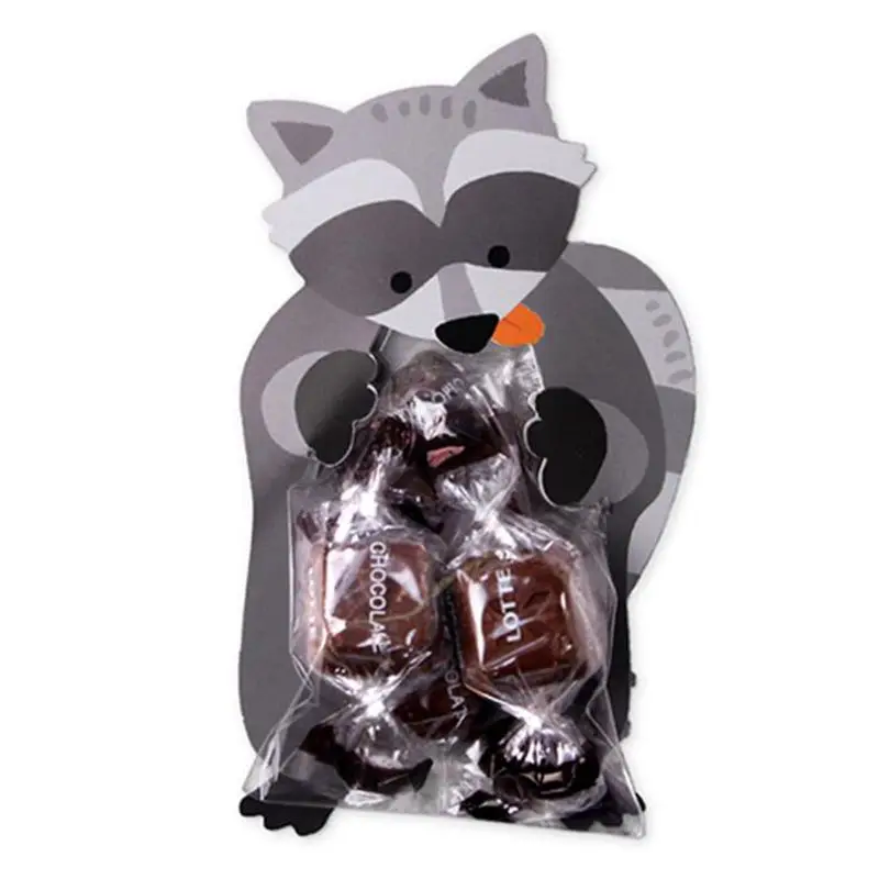 10 шт./лот милые животные Медведь Кролик конфеты сумки печенья подарочные сумки поздравительные открытки детский душ день рождения коробочка для конфет на вечеринку