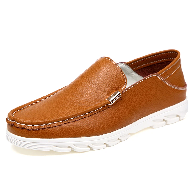 

Genuine Leather Men Shoes Spring Summer Casual breathable Flat lazy loafers Outdoor Shoes